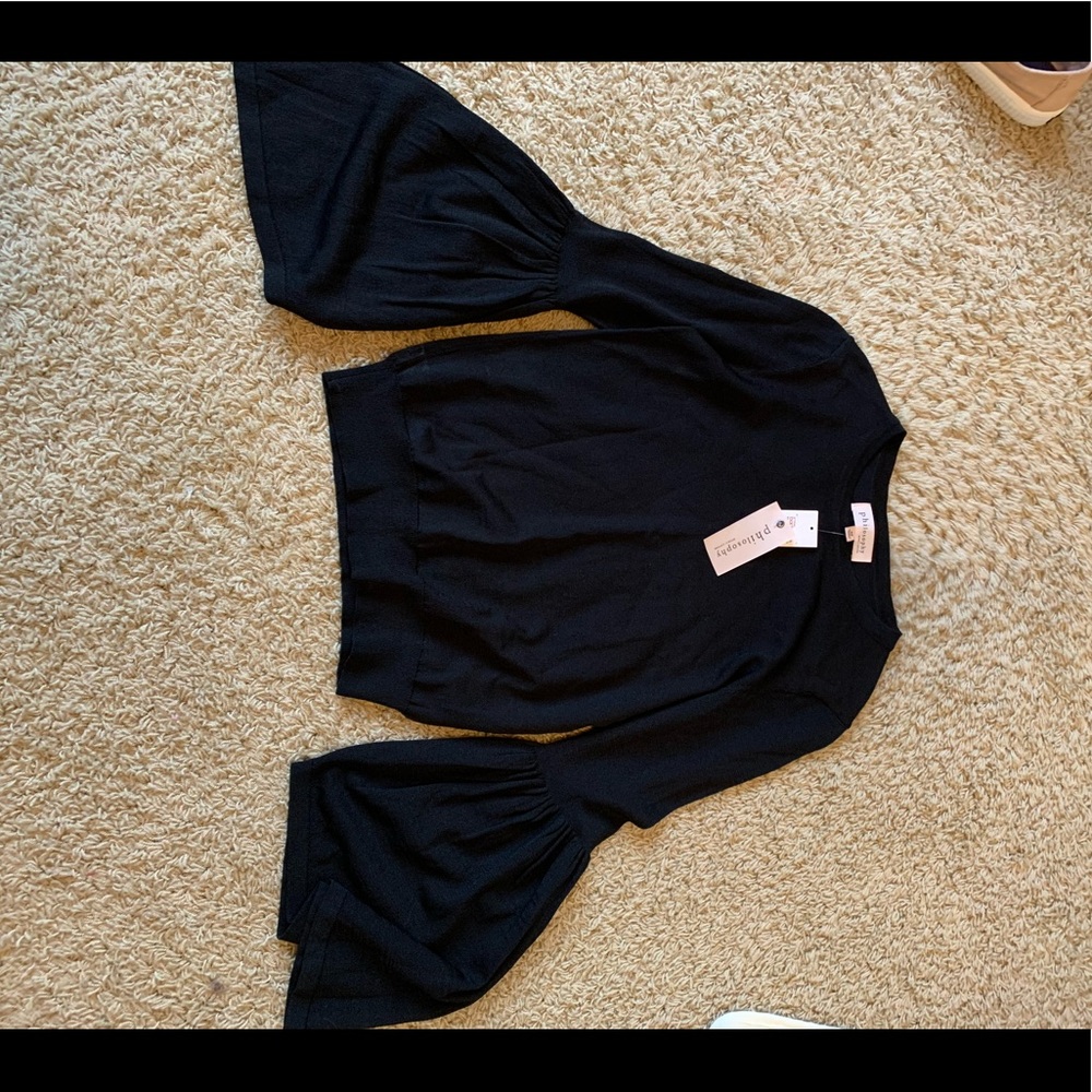 NWT philosophy bell sleeve black top xs